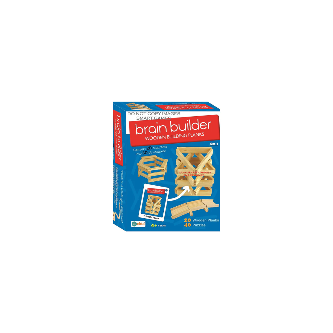 Ekta Brain Builder Wooden Building Planks (Set-1)- Multi Color