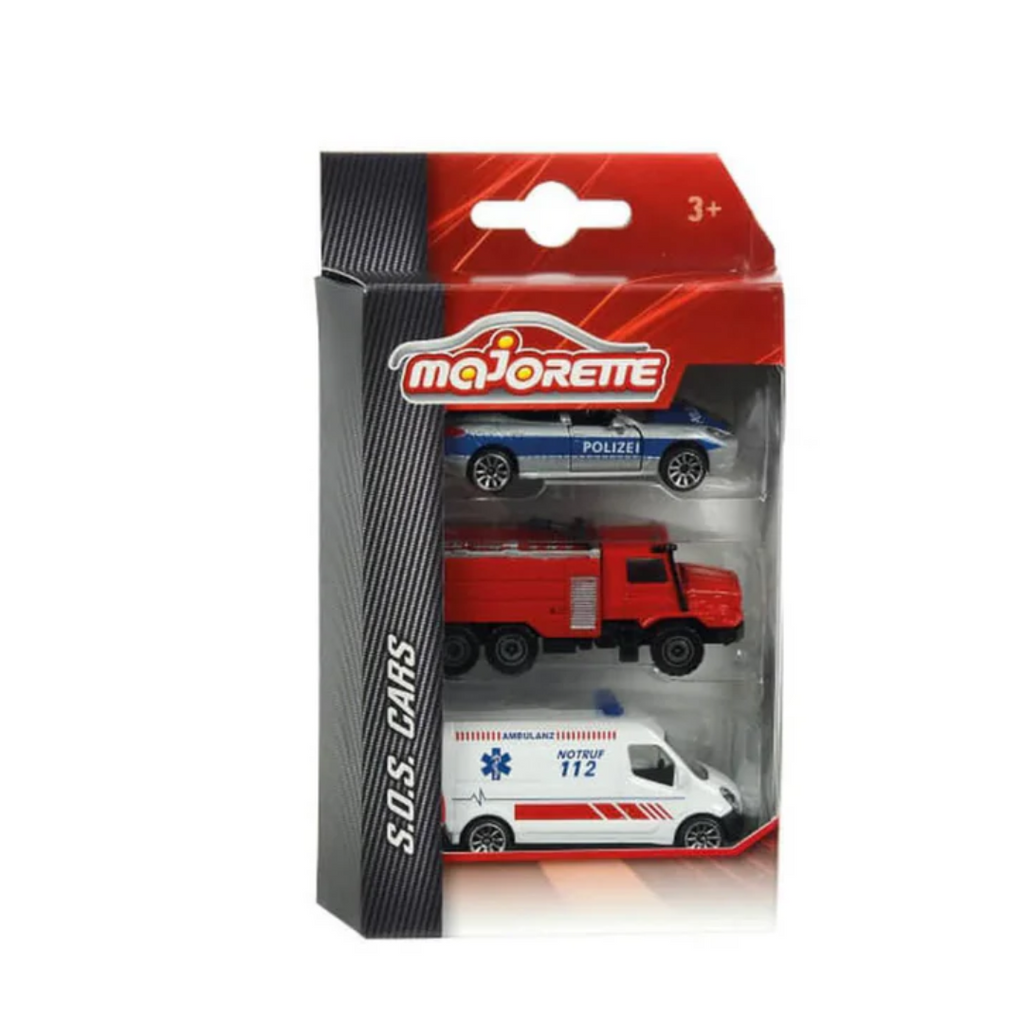 Majorette S.O.S 3 Car Pack - Design & Style May Vary, Only 1 Pack Included