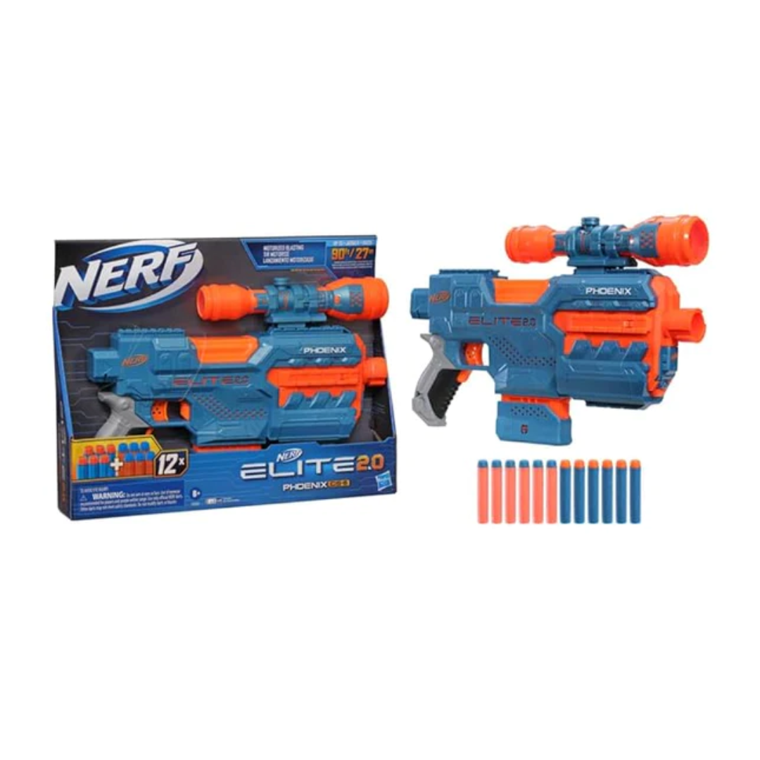 Hasbro Nerf Elite 2.0 Phoenix Cs-6 Motorized Blaster, 12 Darts, 6-Dart Clip