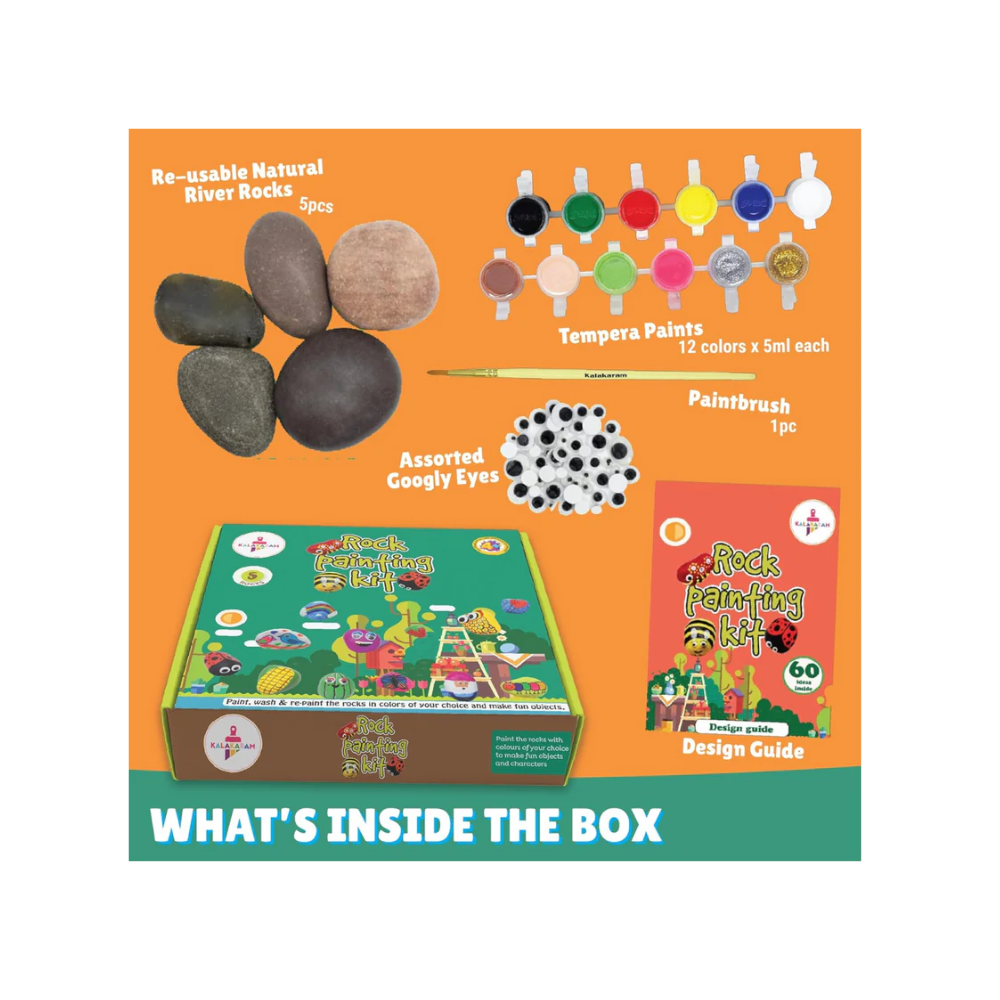 Kalakaram Kids Rock Painting Kit, With Re-Usable Rock Kit