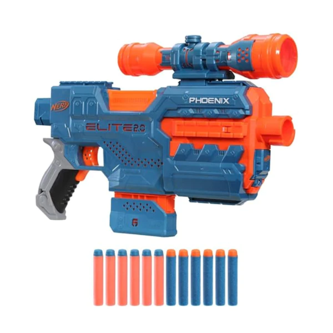 Hasbro Nerf Elite 2.0 Phoenix Cs-6 Motorized Blaster, 12 Darts, 6-Dart Clip