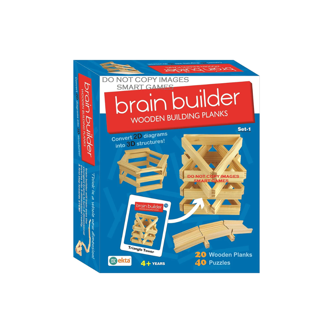 Ekta Brain Builder Wooden Building Planks (Set-1)- Multi Color