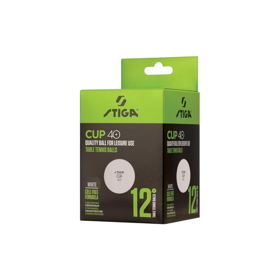 Cosco Plastic Stiga Cup 40+, White (Pack Of 12 Balls), Table Tennis