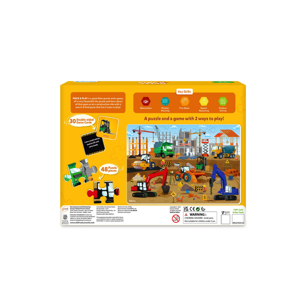 Skillmatics Piece & Play Construction Site Floor Puzzle & Game