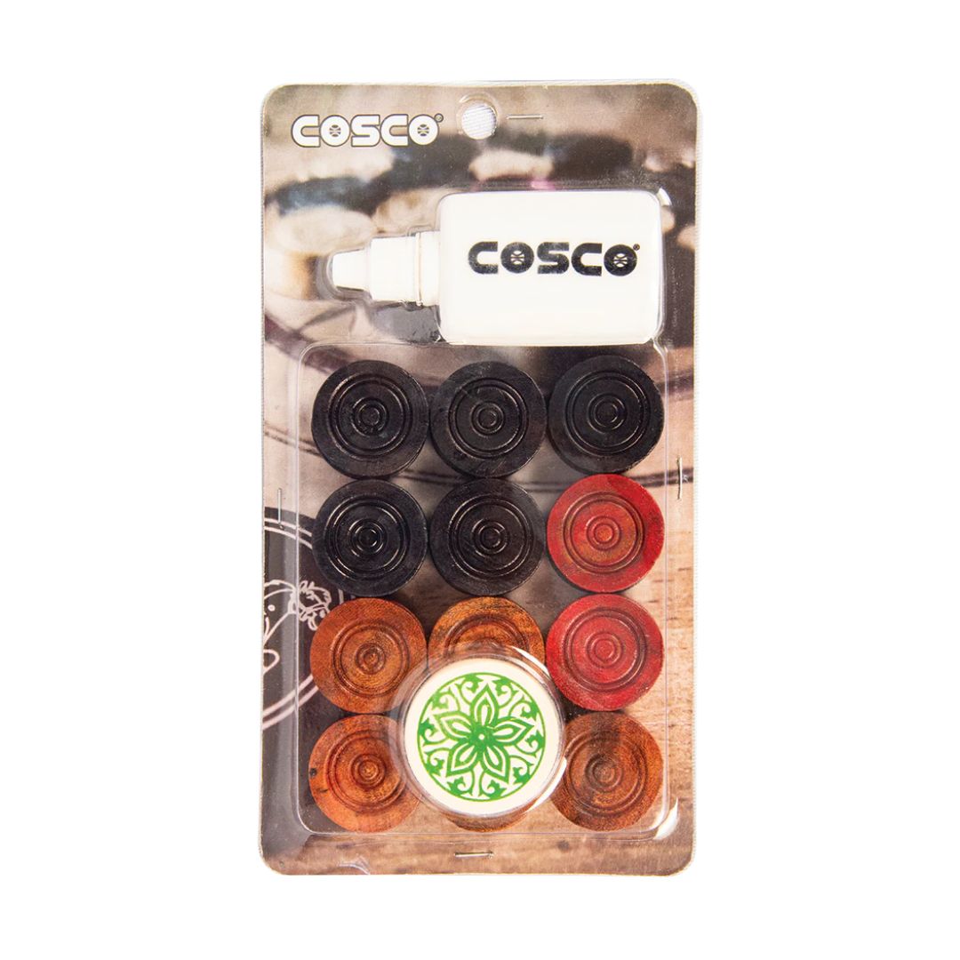 Cosco Carrom Goti Powder And Striker 3-in-1 Set TRIO