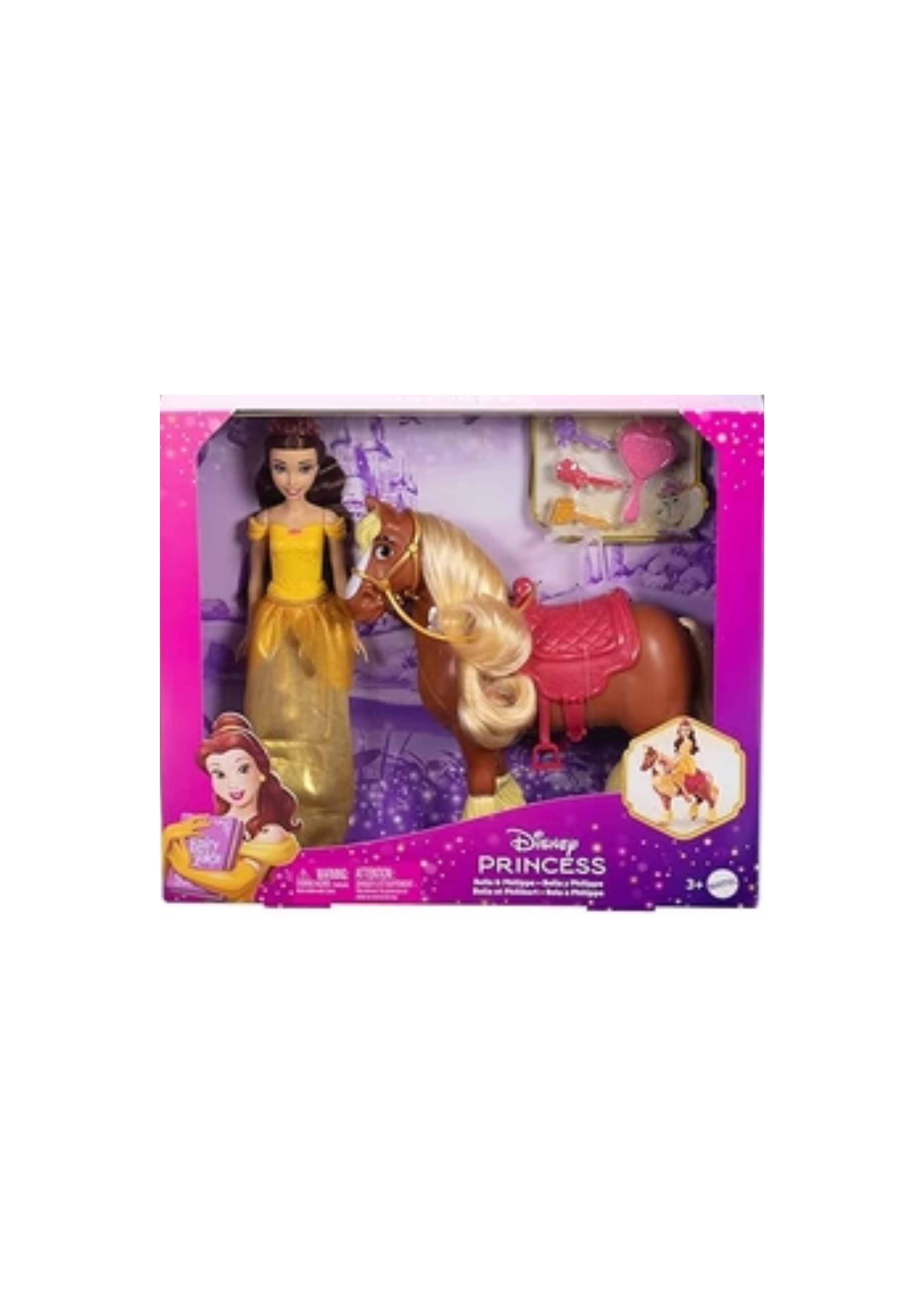 Mattel Disney Mattel Princess Toys, Belle Fashion Doll & Philippe Horse with Saddle