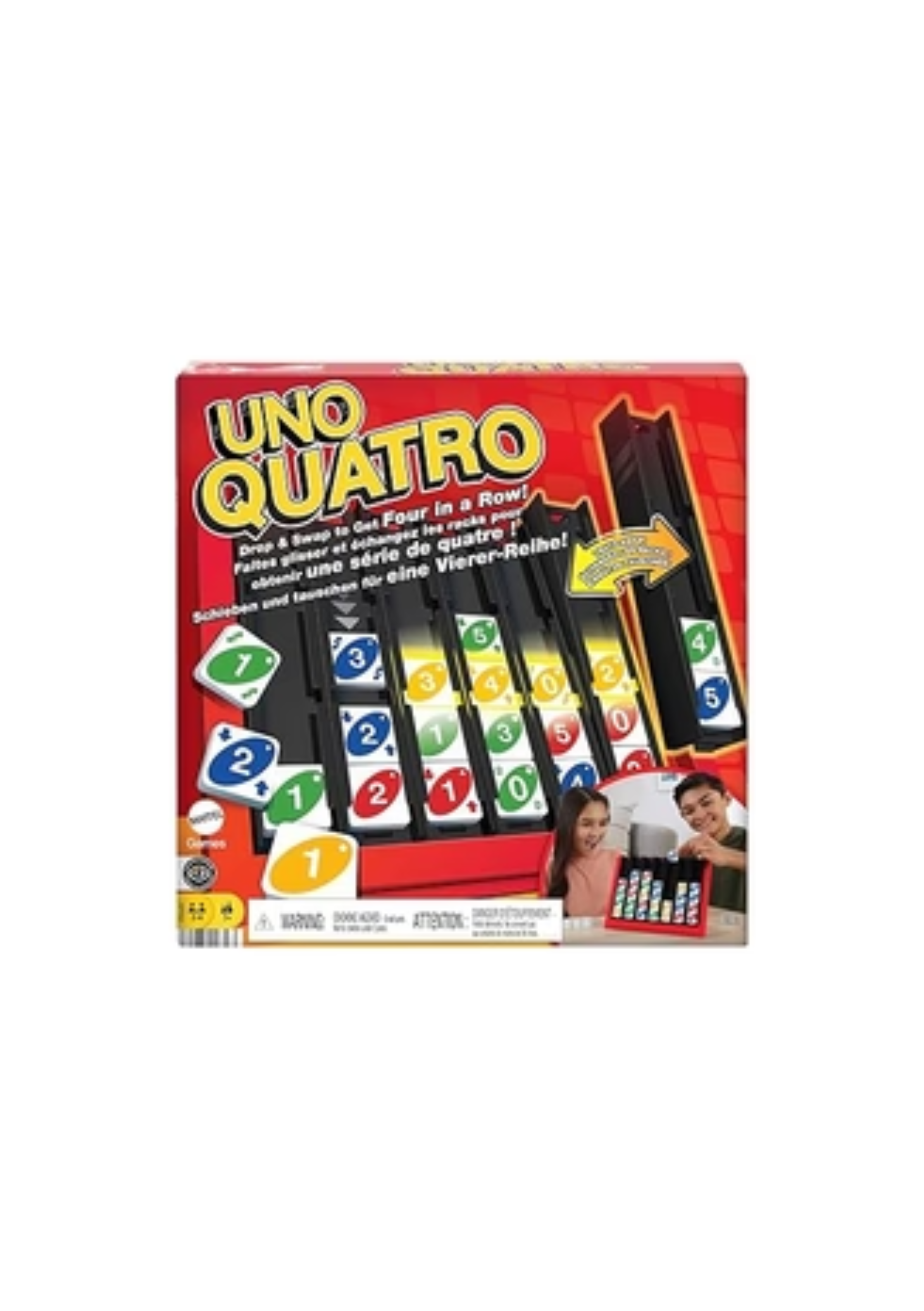 Mattel Games UNO Quatro Game with Colored Tiles & Plastic Grid for Adult