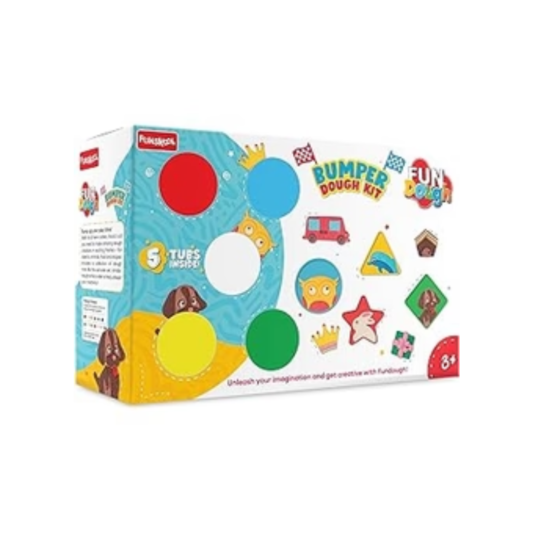 Funskool Fun Dough Bumper Dough Kit with 5 tubs of 75g each & Accessories, 3Y+, Multicolour