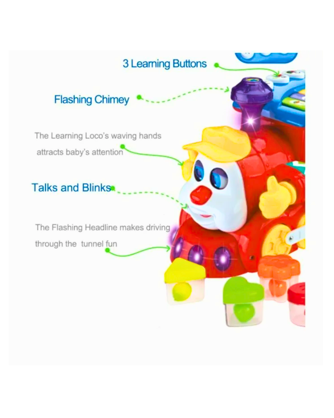 Hola Learning Loco 2-in-1 Musical Shape Sorter Train Interactive Learning Toy