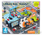 Urban Rail Transit Electric & Manual Parking Garage Track Playset with 4 Cars for Kids Ages 3+ Years