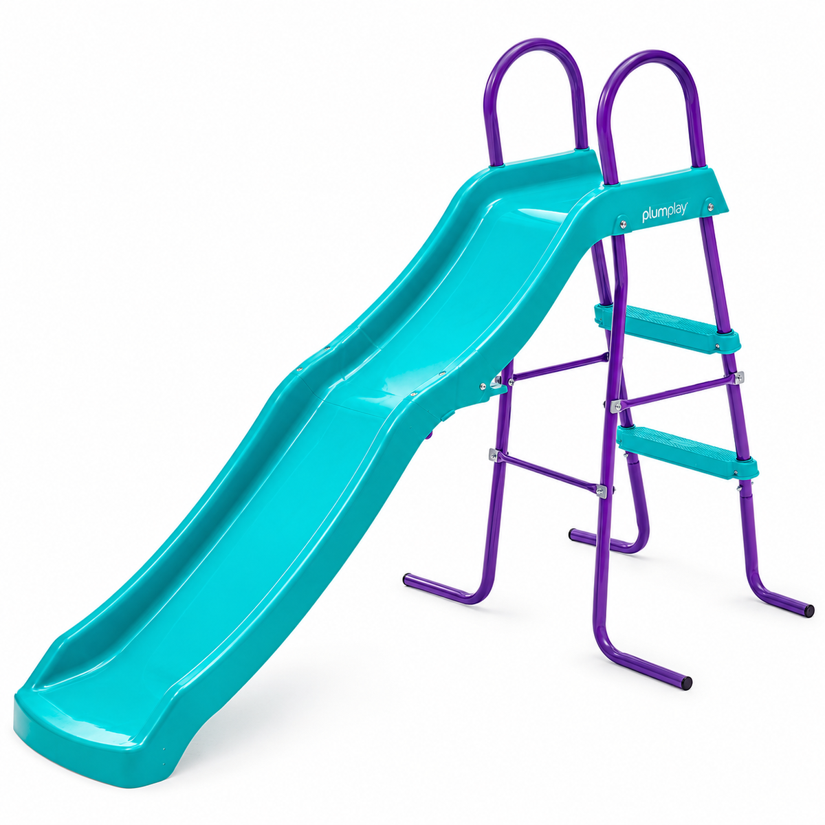 Plum Haumea 6ft Kids Slide with Wavy Design, Powder-Coated Steel Frame & 3-Rung Ladder – Teal/Purple, 3+ Years
