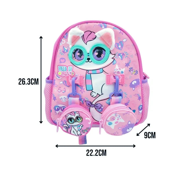 VEST Field of Cats Kids Backpack – Cute Pink Cat School Bag 26.3 cm 2–5 Years