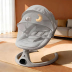 StarAndDaisy Smart Baby Rocker with Bluetooth, 5-Speed Swing, 3 Recline Positions, Music, Mosquito Net & Sunshade – Grey
