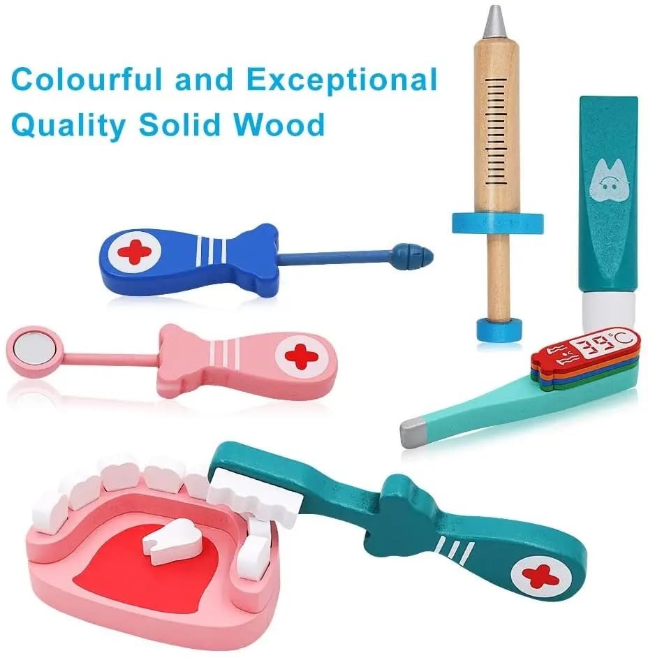 Rainbow Toys Wooden Doctor Dentist Play and Patend Set (Dentist Doctor + Bag)