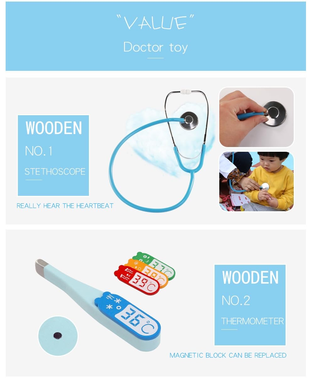 Rainbow Toys Wooden Doctor Dentist Play and Patend Set (Dentist Doctor + Bag)