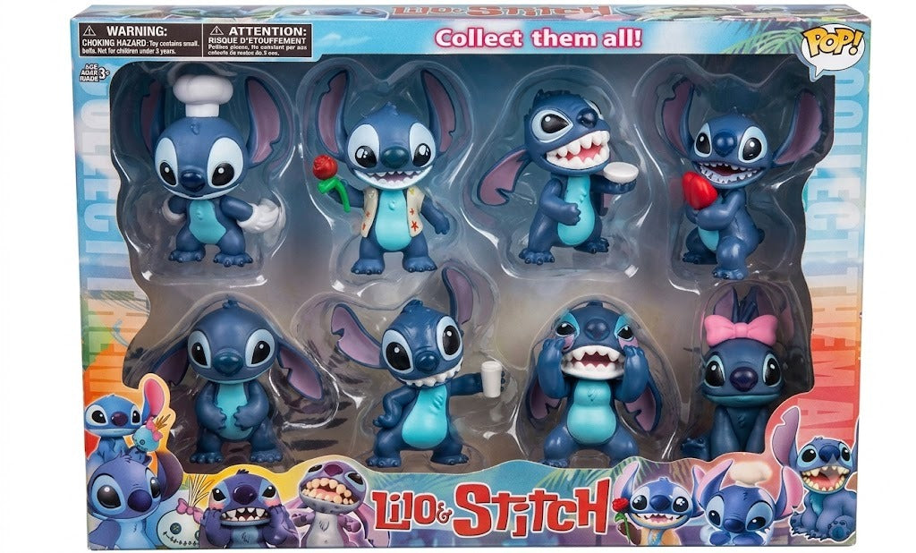 Lilo & Stitch 8-Piece Cute Character Figure Set – Collectible Figures for Kids