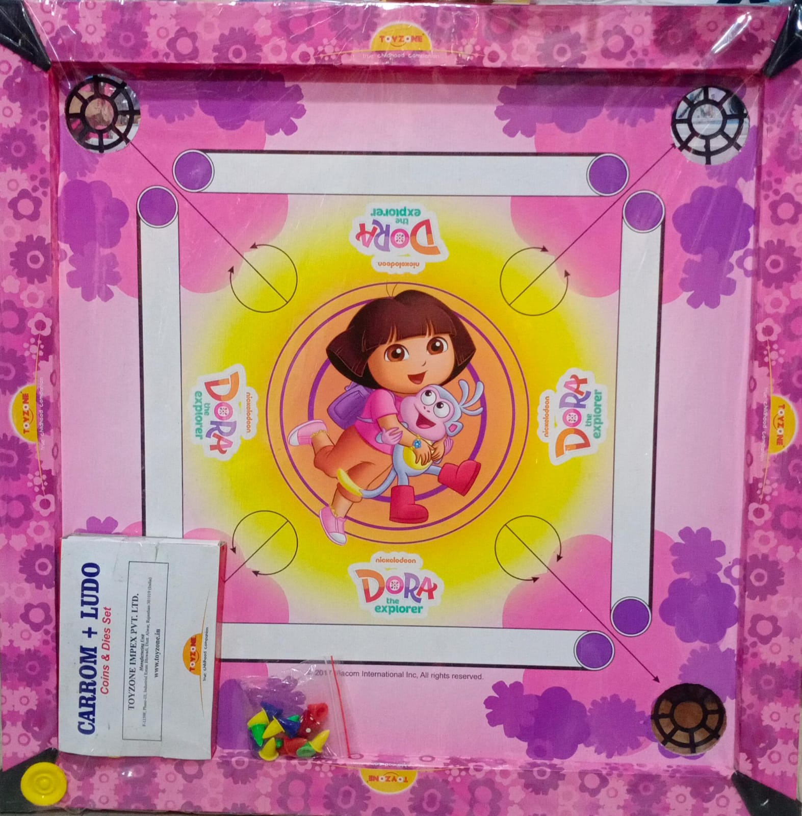 Toyzone Dora Carrom Board 20"", Multicolor