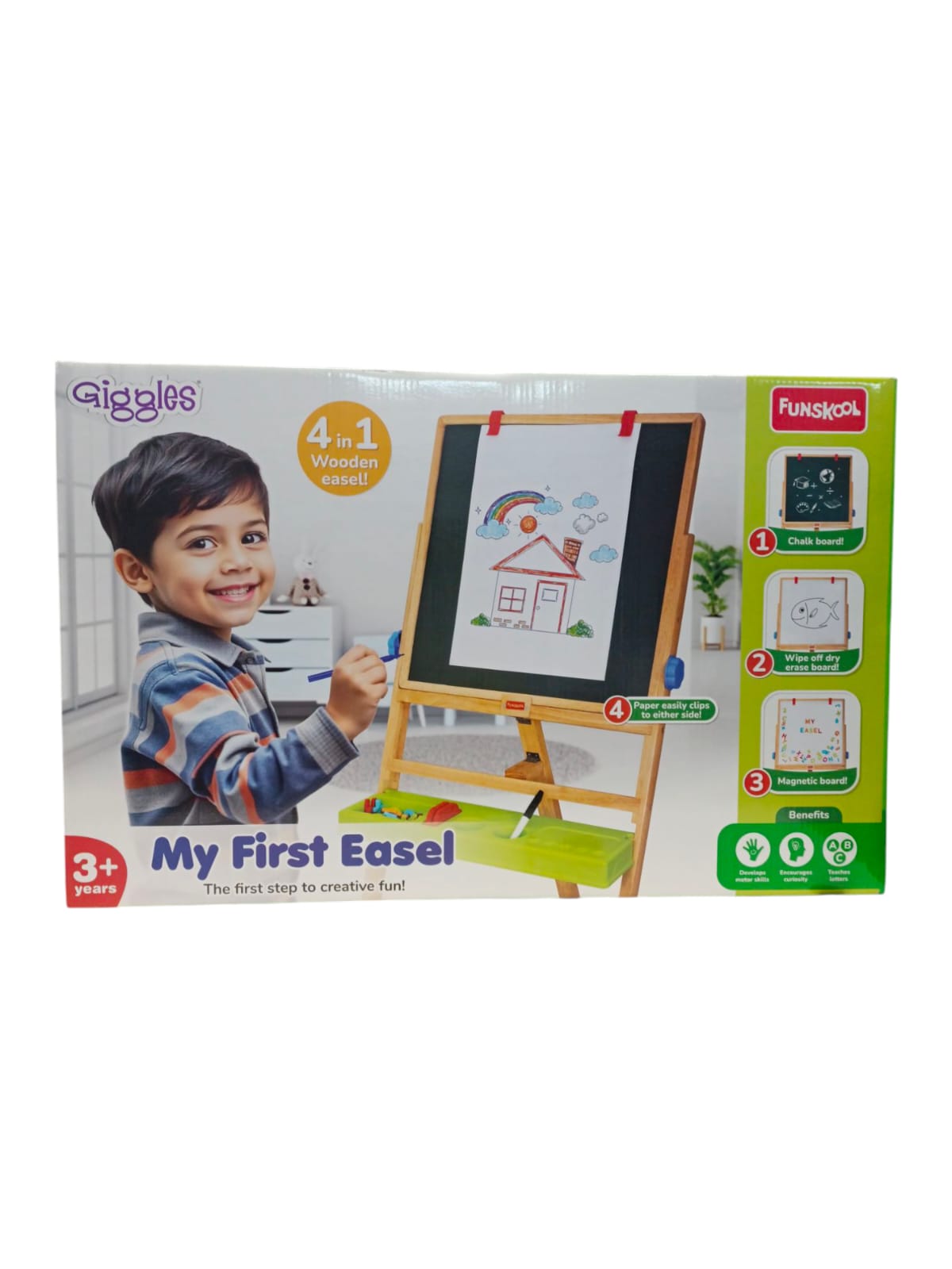Funskool Giggles My First Easel 4 in 1 Double Sided Wooden Easel Board