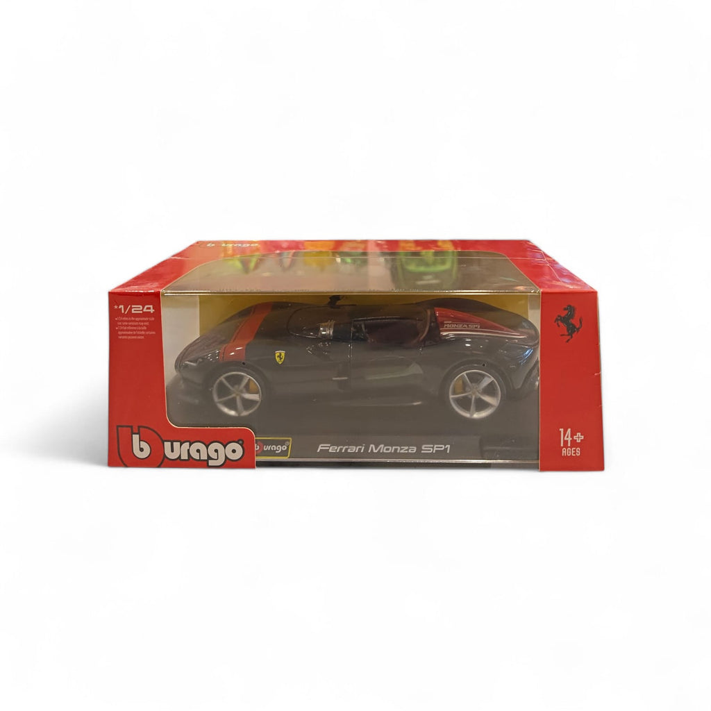 Bburago 1:24 Scale Ferrari Monza SP1 Diecast Car Model for Collectors 14+ Years – Black (With Acrylic Case)