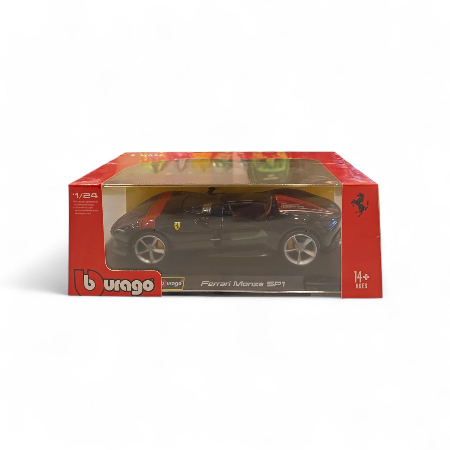 Bburago 1:24 Scale Ferrari Monza SP1 Diecast Car Model for Collectors 14+ Years – Black (With Acrylic Case)