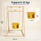Curious Cub Wooden Baby Swing with Stand – Adjustable & Foldable