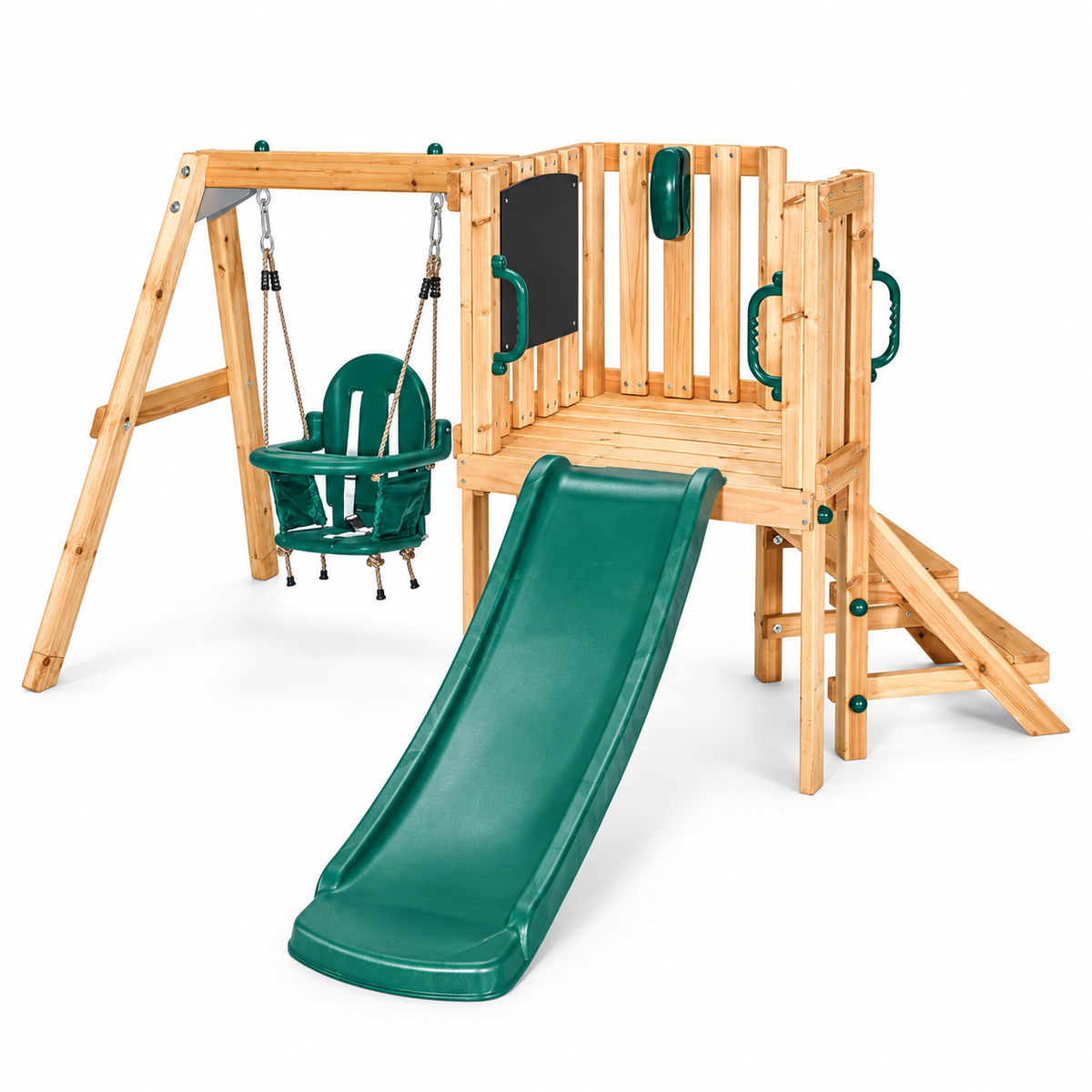 Plum Junior Wooden Activity Centre with Baby Swing & 4ft Slide | Outdoor Playset for Kids Ages 12 Months+