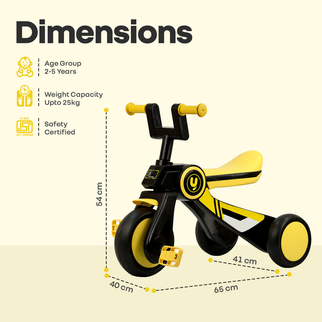 R for Rabbit Tiny Toes Y Ace Kids Tricycle (Yellow Black)
