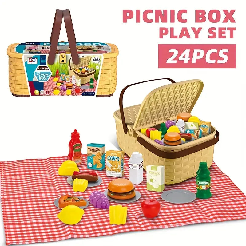 Rainbow Toys Kitchen Picnic Basket Play Set 24 pcs