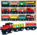 Magnetic Wooden Train & Freight Cars Set - Educational Toy for Kids (12 Pcs)