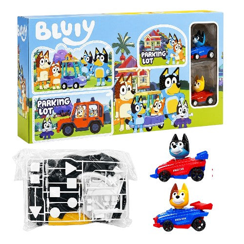 Bluey DIY Assemble Parking Lot Playset with Toy Race Cars (Ages 3+)- Rainbow Toys