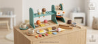 2-in-1 Wooden Ice Cream & Coffee Machine Playset – Montessori Pretend Play Kitchen Café & Dessert Counter Toy for Kids (Ages 3+)
