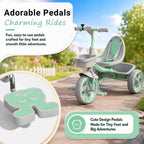 StarAndDaisy Kids Tricycle with Dual Storage Baskets & Safety Belt – 2–5 Years, Green