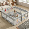 StarAndDaisy Baby Playpen 120 × 120 cm with Breathable Mesh, Grasp Rings & Anti-Slip Base – 0–5 Years, Grey