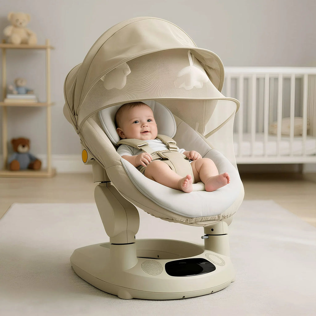StarAndDaisy Smart Baby Rocker & Swing with Canopy for Babies 0–12 Months – White