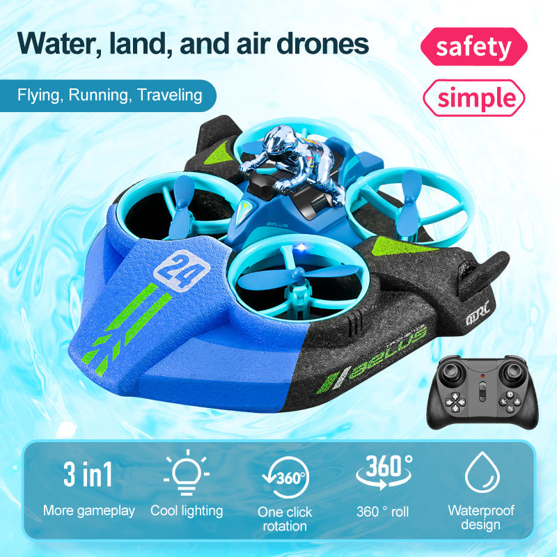 Rainbow Toys 4D-V24 3-in-1 Water, Land & Air Remote Control Quadcopter Drone