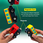 Magnetic Wooden Train & Freight Cars Set - Educational Toy for Kids (12 Pcs)