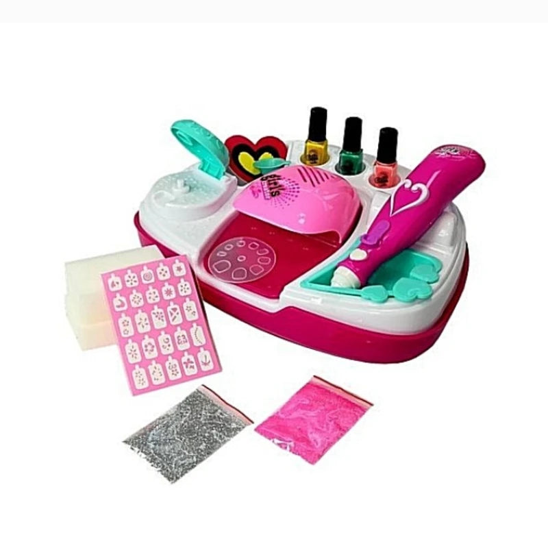 Girl's Creator DIY Nail Art Studio Kit – Kids Beauty Salon Playset with Non-Toxic Peel-Off Nail Polish & Glitter Decorator Pen (Ages 5+)
