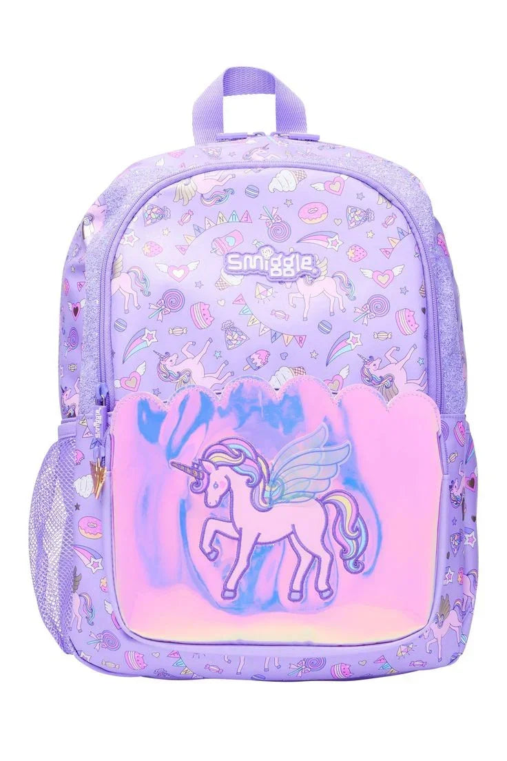 Smiggle Unicorn 16 Inch Kids School Backpack – Holographic Front Pocket | 6–12 Years