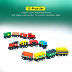 Magnetic Wooden Train & Freight Cars Set - Educational Toy for Kids (12 Pcs)