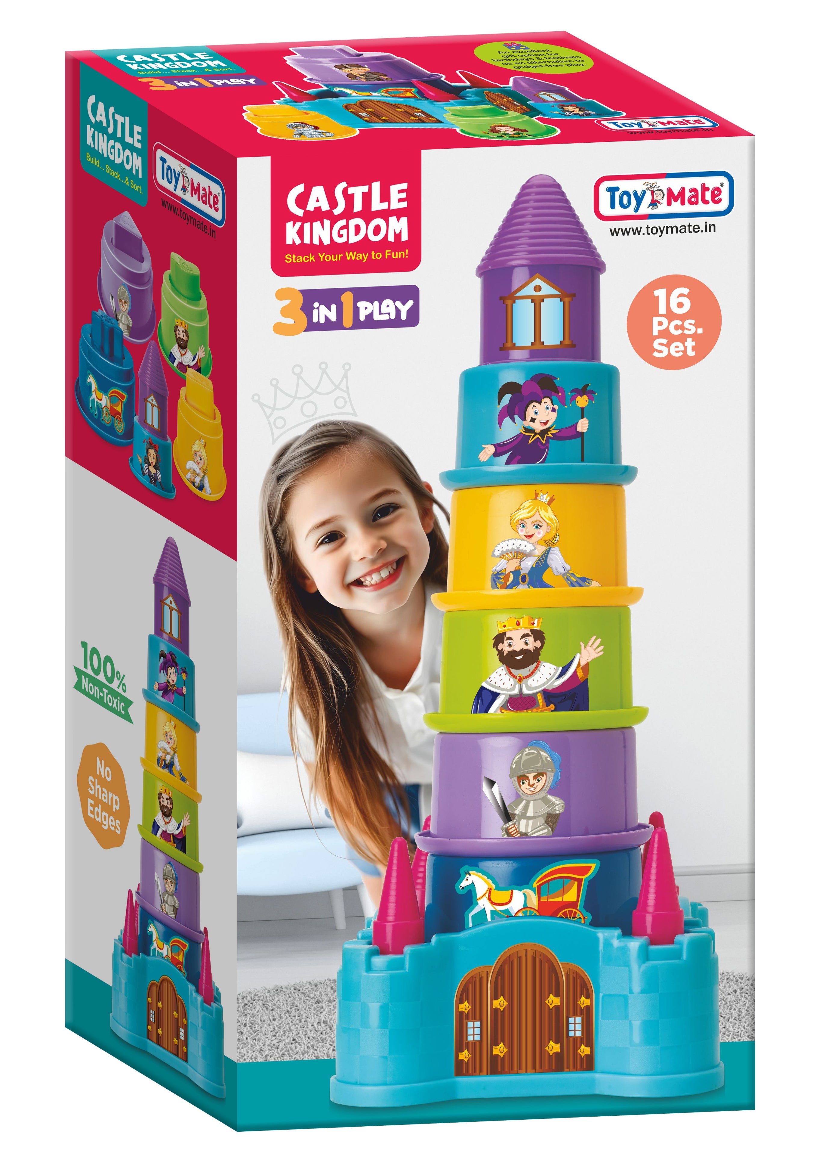 Toymate Castle Kingdom Stacking Toy Multicolor - 16 Pieces