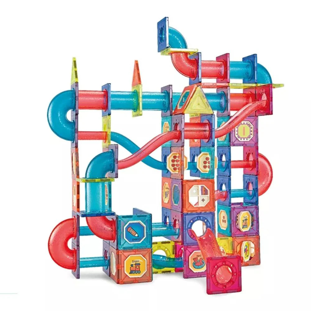 Magnetic Blocks Marble Run Diy Set (199 Pieces)