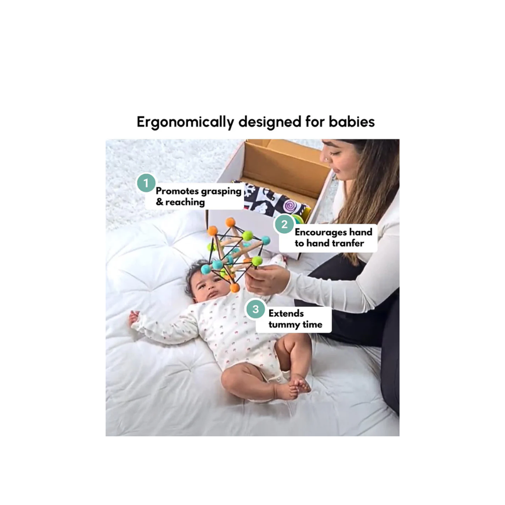 Curious Cub Geometric Wooden Rattle Toy - Baby Rattle for 0-12 Months View 4