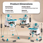 StarAndDaisy 3-in-1 Baby High Chair with Adjustable Double Tray & 3-Point Safety Belt – Blue & White