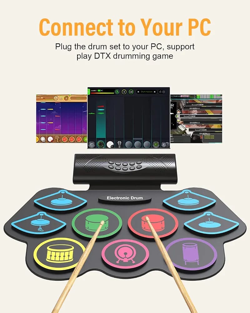 Electronic Drum Kit Playmat Set (Silicone Portable Drum Set)