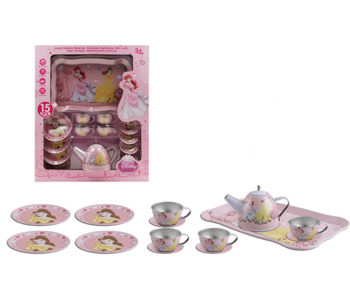 Disney Princess 15 Pcs Pretend Play Tea Set for Kids – Pink 3+ Years