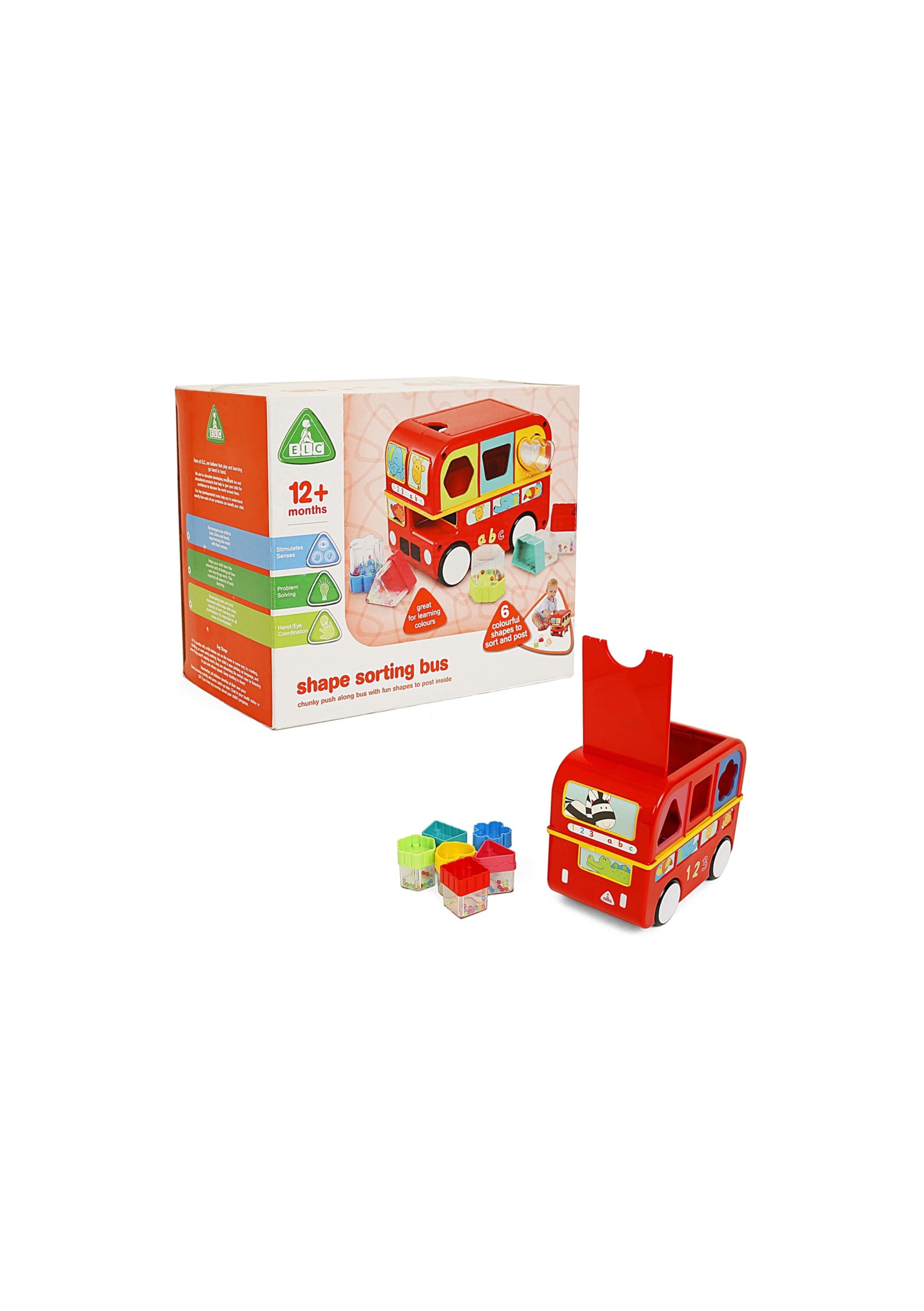 ELC Early Learning Centre Shape Sorting Bus - Red - Stacking & Sorting Toy for 0-12 Months View 2