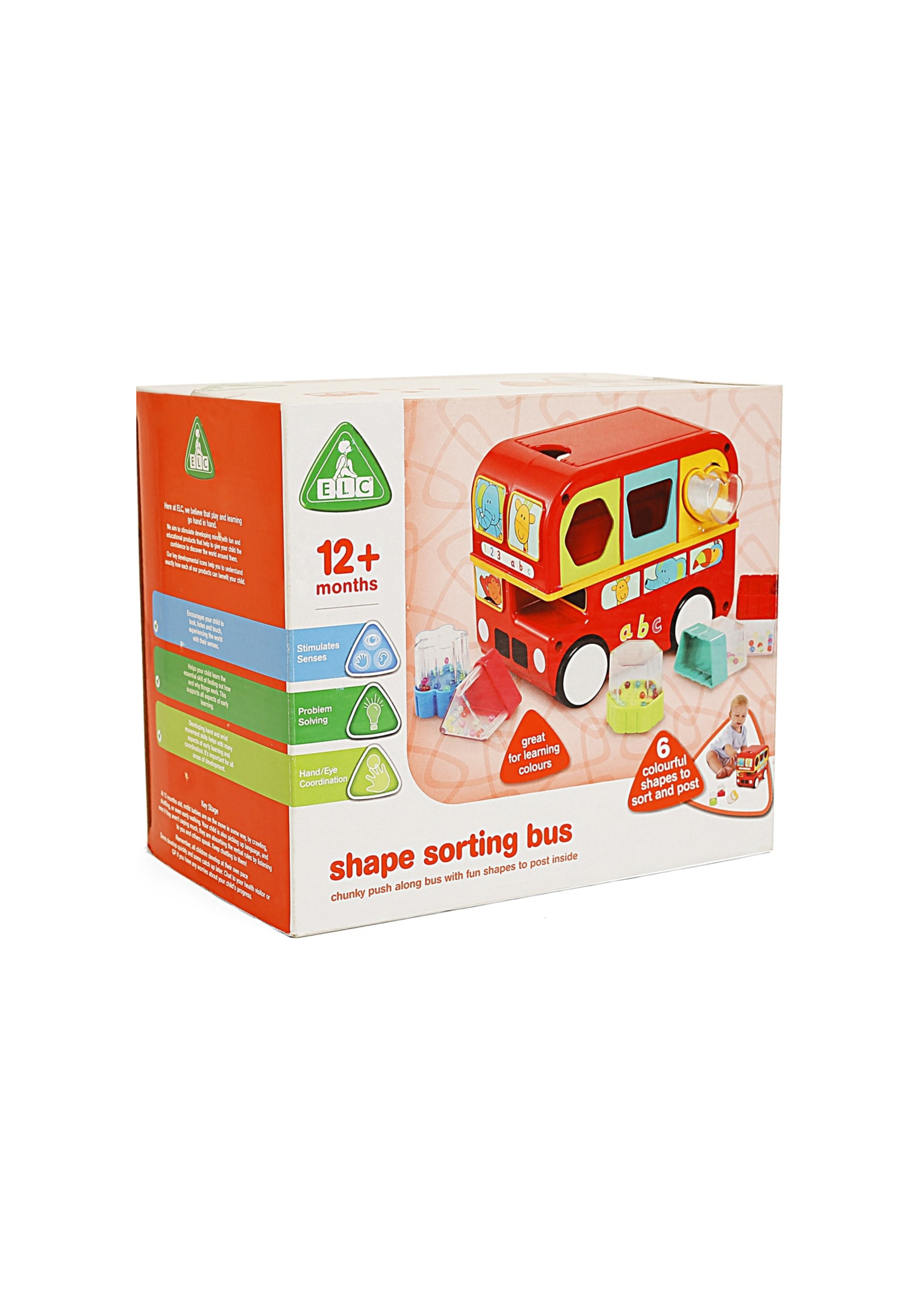 ELC Early Learning Centre Shape Sorting Bus - Red - Stacking & Sorting Toy for 0-12 Months