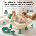StarAndDaisy Aqua Nest Elevated Baby Bathtub with Support Seat & Bath Accessories – Green & Cream