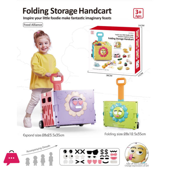 Rainbow Toys Folding Storage Handcart Shopping Cart