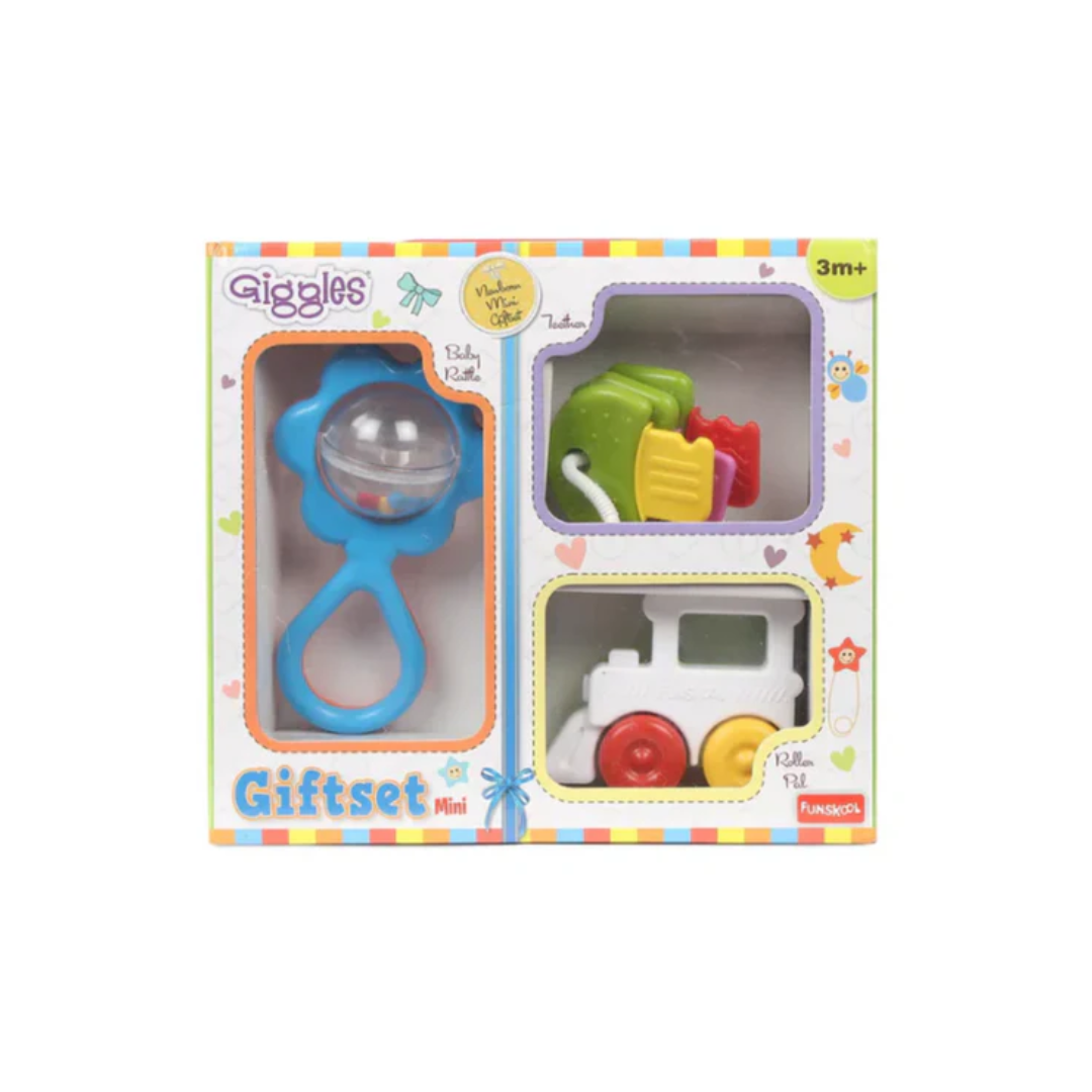 Funskool Giggles Funskool Mini Rattle Gift Set Pack Of 3 - Baby Rattle for 0-12 Months